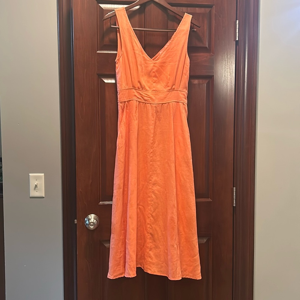 Joie 100% Linen Coral Midi Dress Pockets Sleeveless Women’s 6